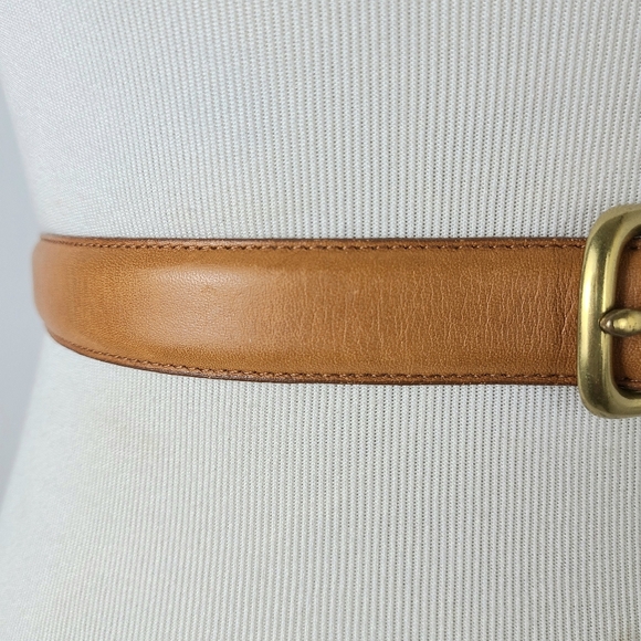 Coach British Tan Brown Cowhide Leather Brass Buckle Made in USA Vintage Belt - Picture 2 of 10